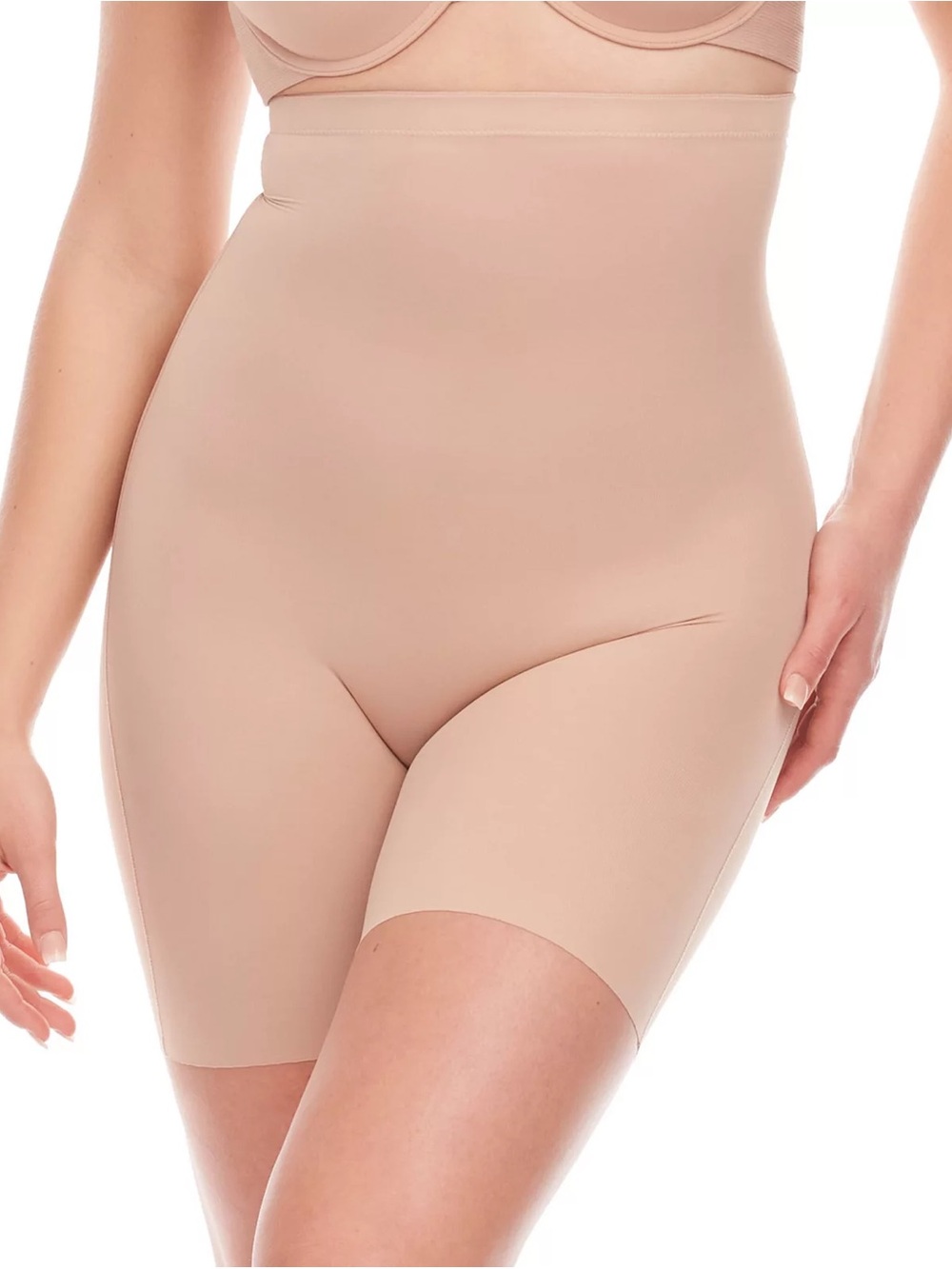 Assets By Spanx Beige High-Waist Long-Leg Shaping Shorts